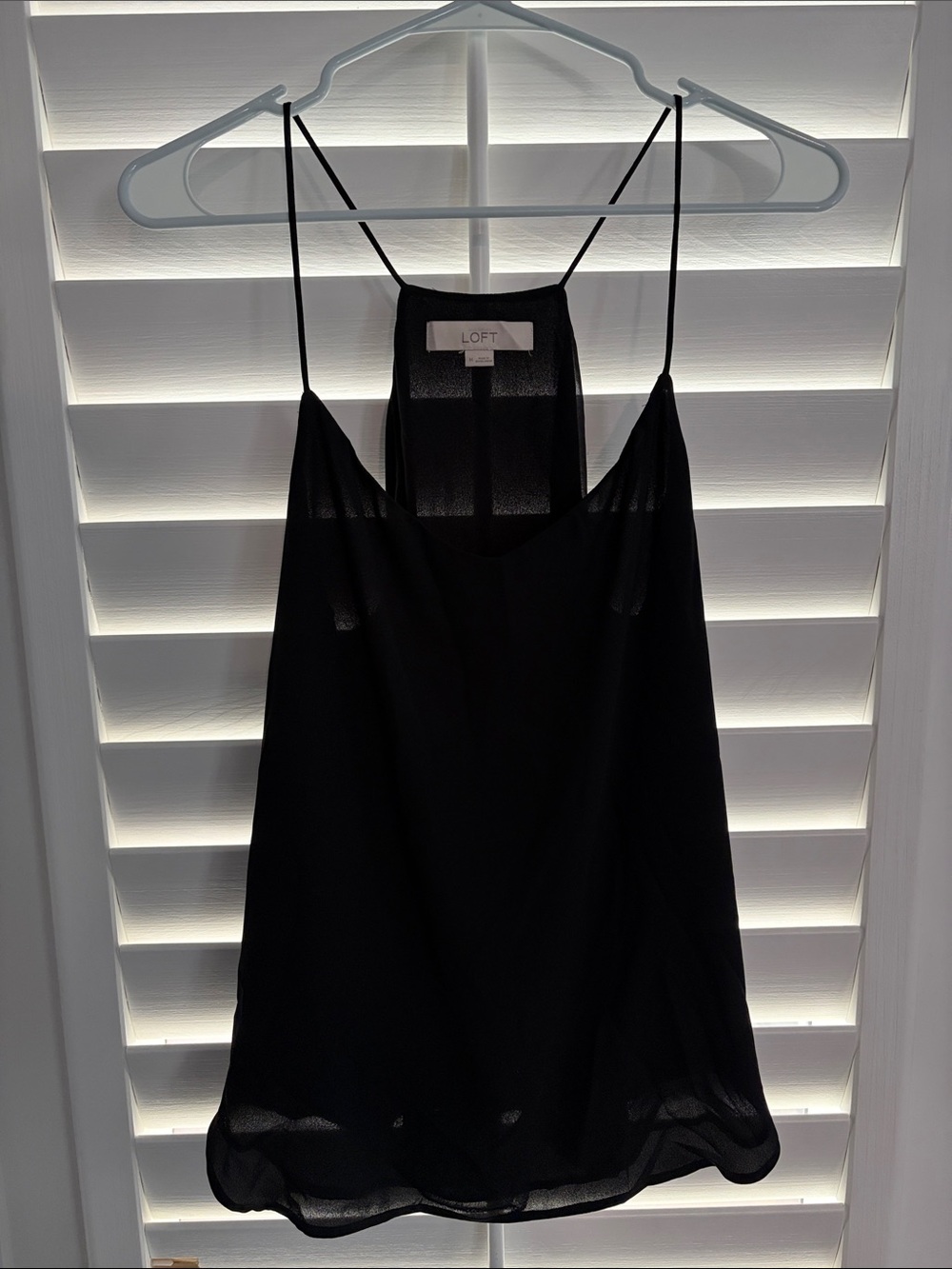 LOFT Black Spaghetti-Strap Cami with Racerback Detail